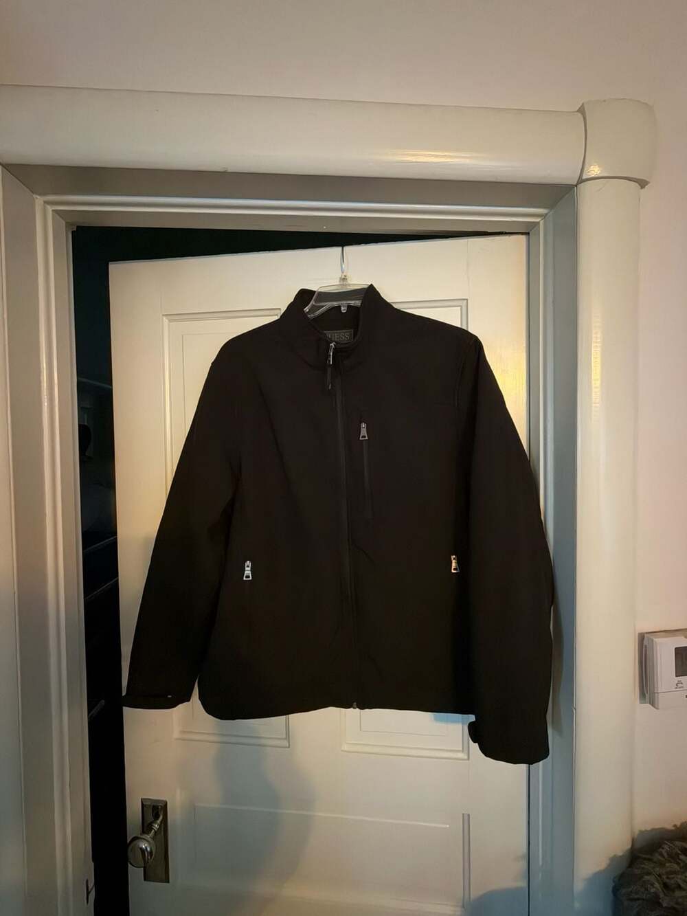 Guess Black Full-Zip Jacket Size L Polyester Shell and Lining